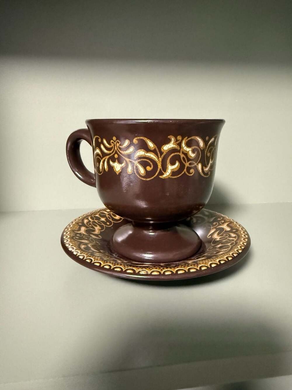 Franciscan Jamoca Footed Cup And Saucer Set